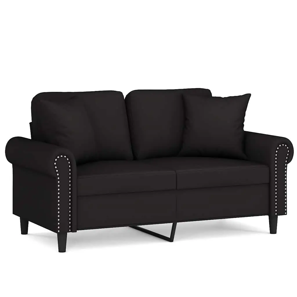 2-Seater Black Velvet Sofa