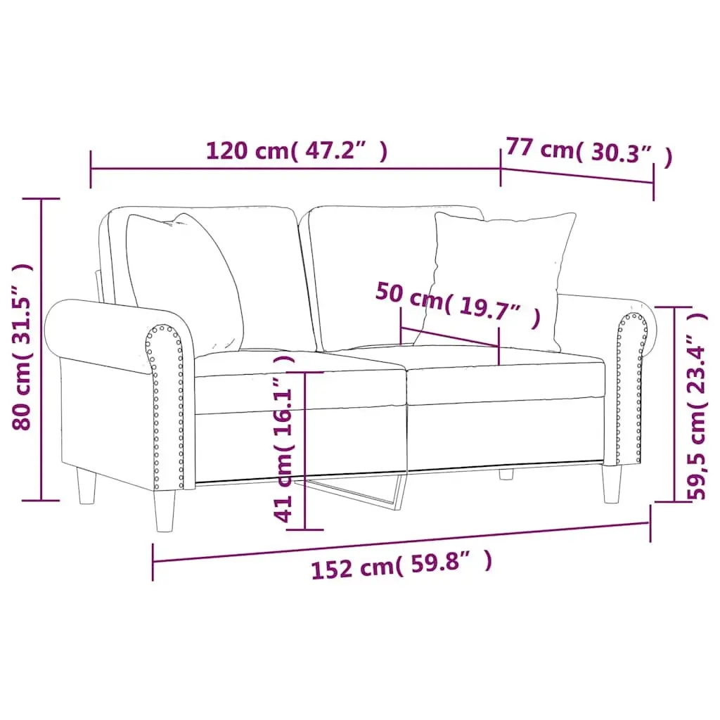 2-Seater Black Velvet Sofa