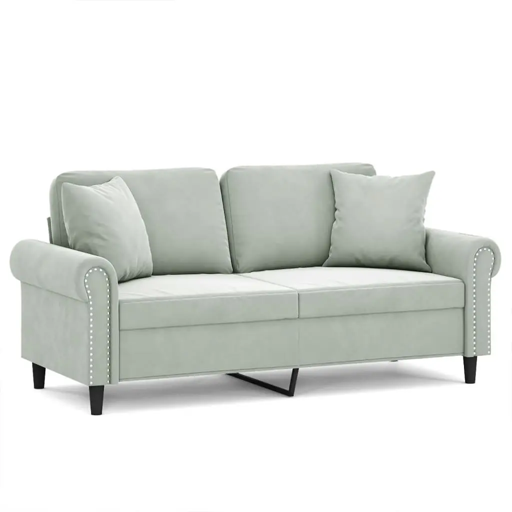 2-Seater Sofa Grey Velvet Modern 140cm