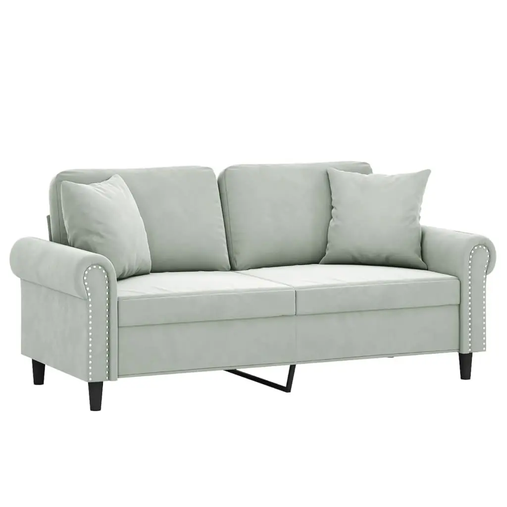2-Seater Sofa Grey Velvet Modern 140cm