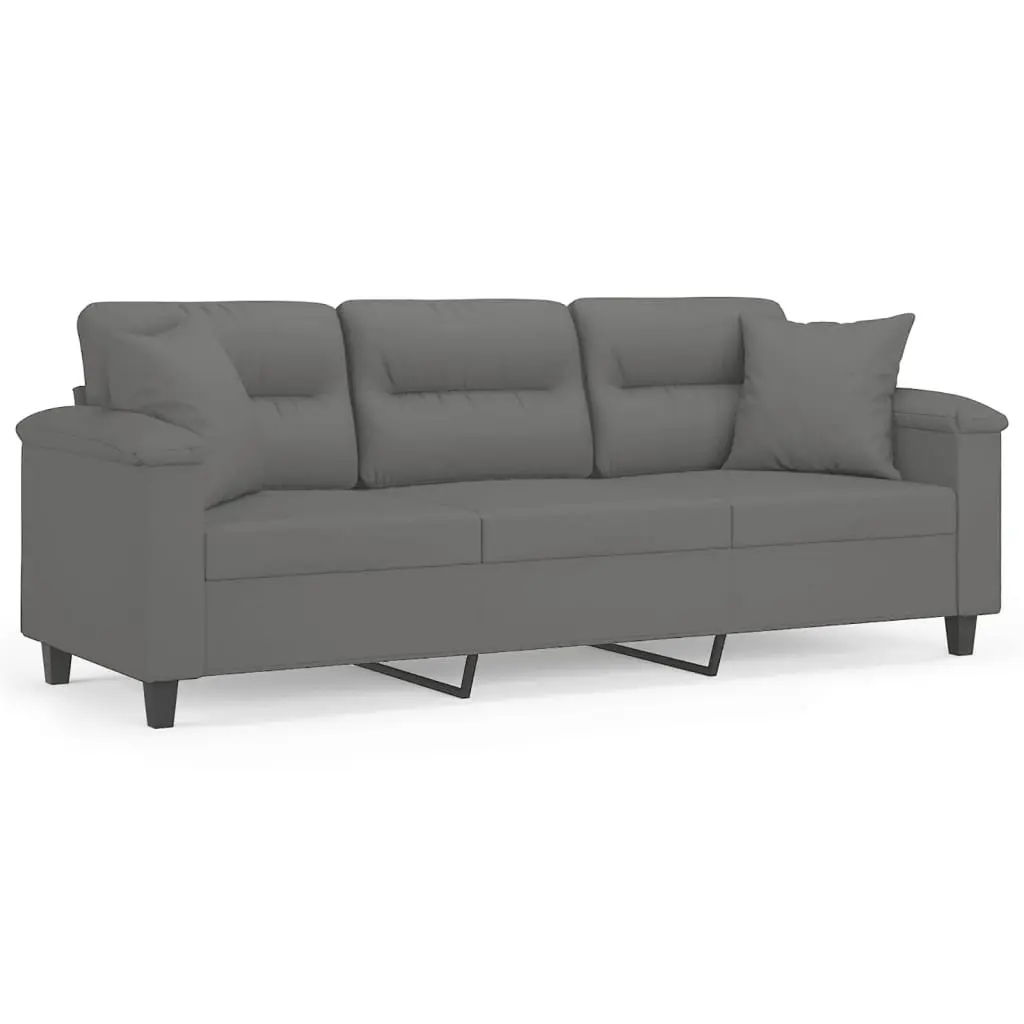 3-Seater Sofa in Grey with Pillows