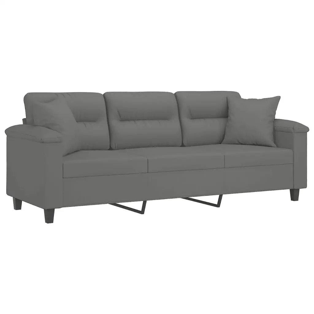 3-Seater Sofa in Grey with Pillows