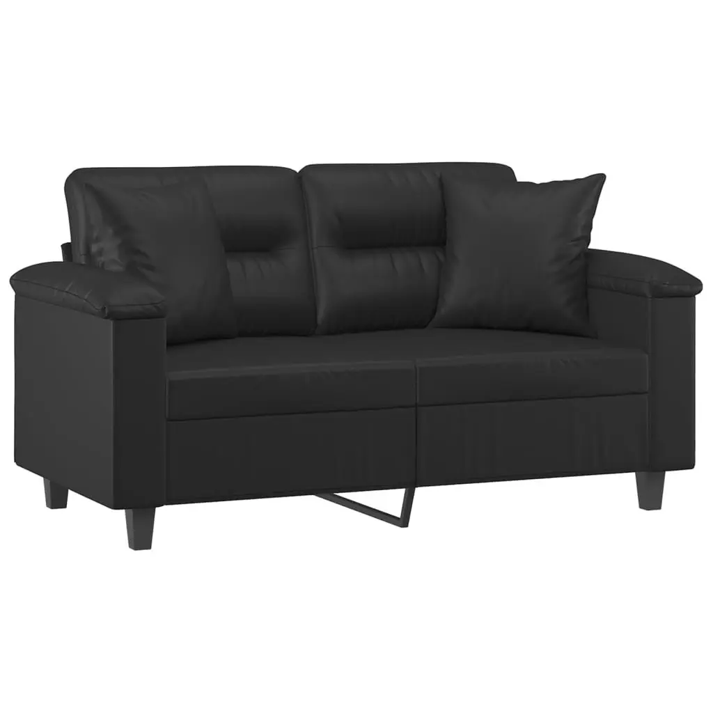 2-Seater Sofa Modern Black Faux Leather 120cm
