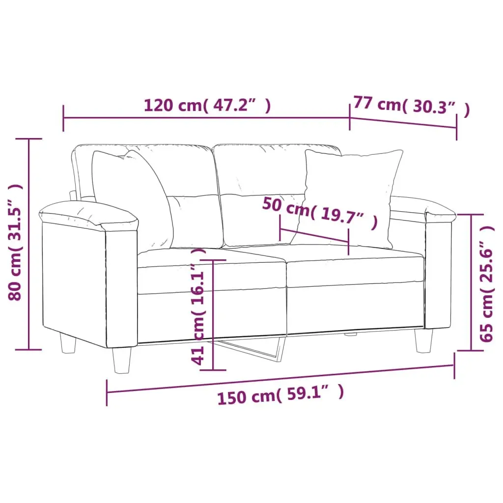 2-Seater Sofa Modern Black Faux Leather 120cm