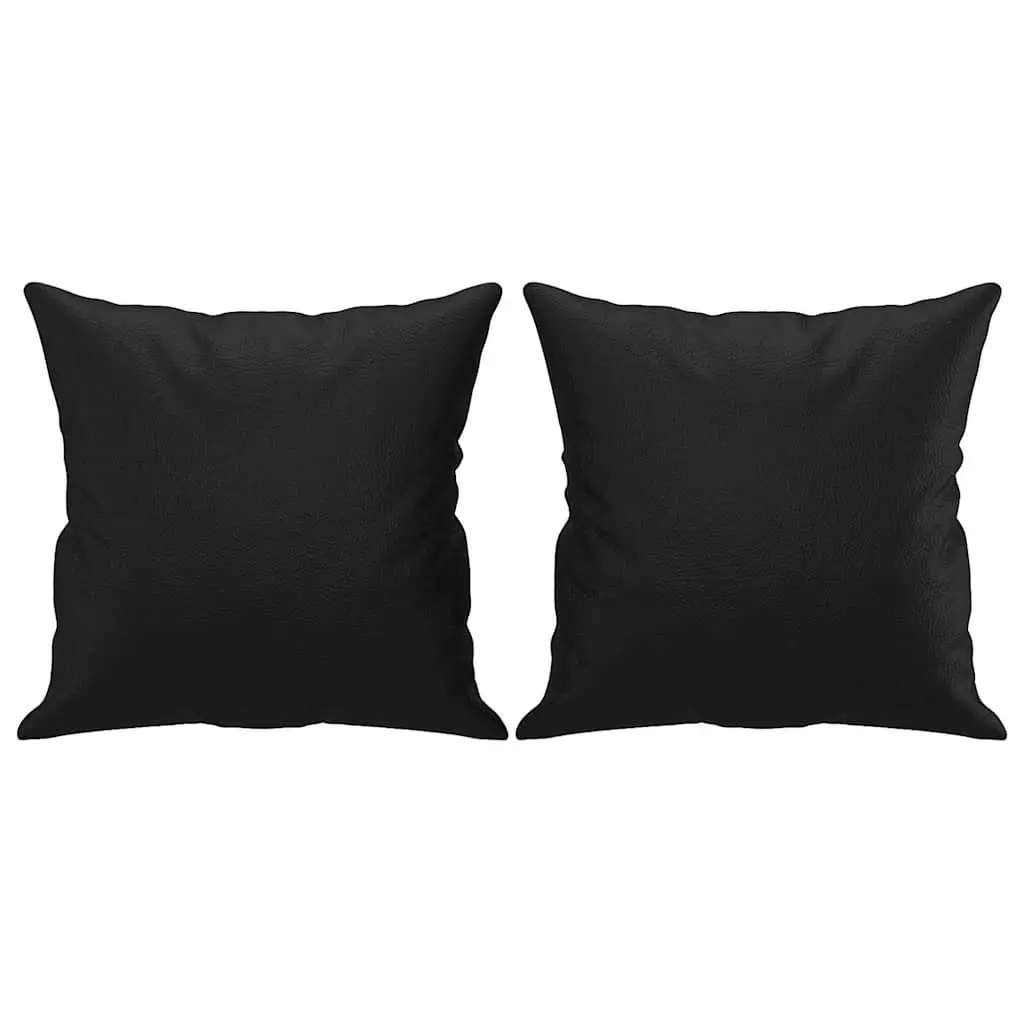Lounge Couch 140cm Black Faux Leather 2-Seater with Decorative Throw Pillows