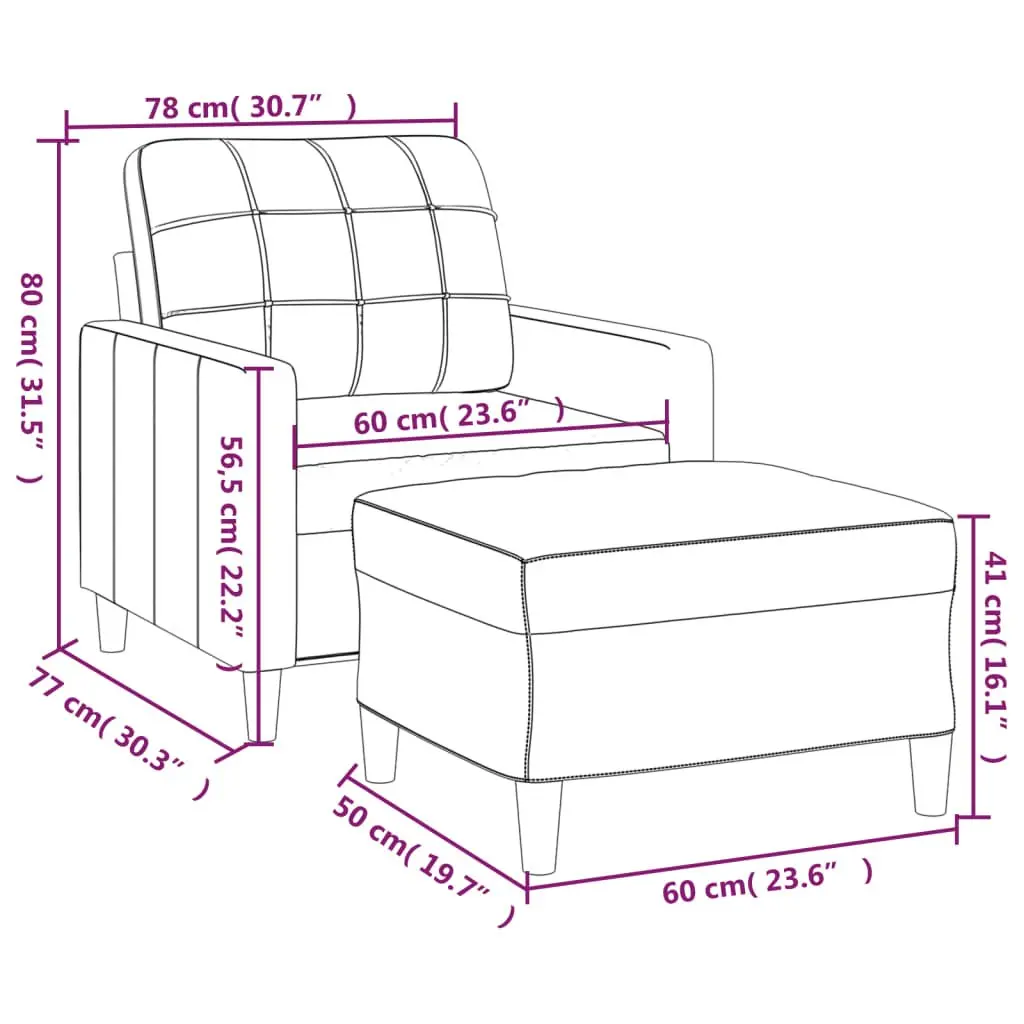 Grey Fabric Sofa Chair with Footstool Compact Armchair Reading Relaxing Lounge