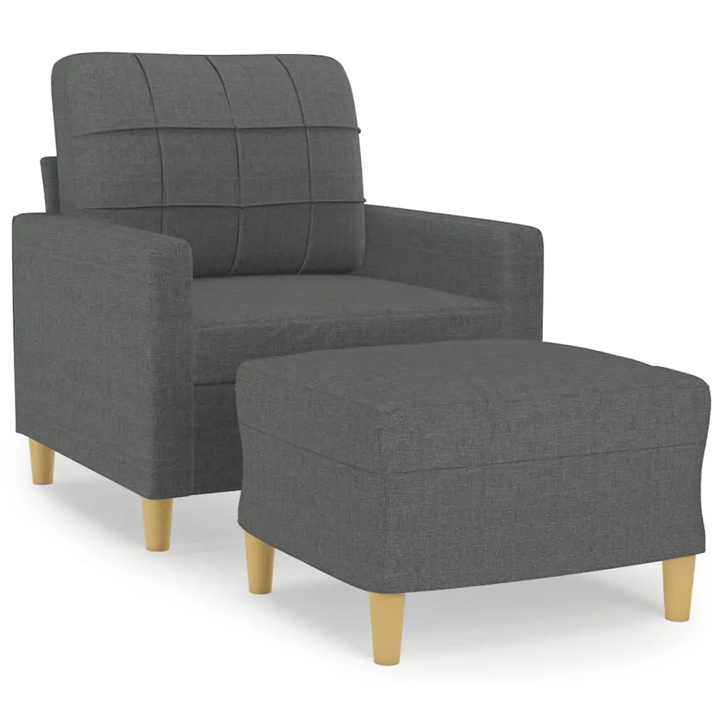 Grey Fabric Chair with Footstool