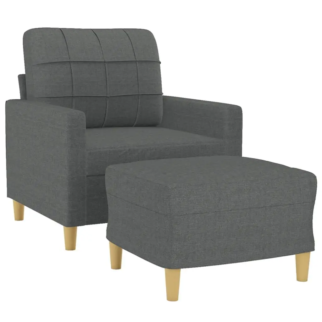 Grey Fabric Chair with Footstool
