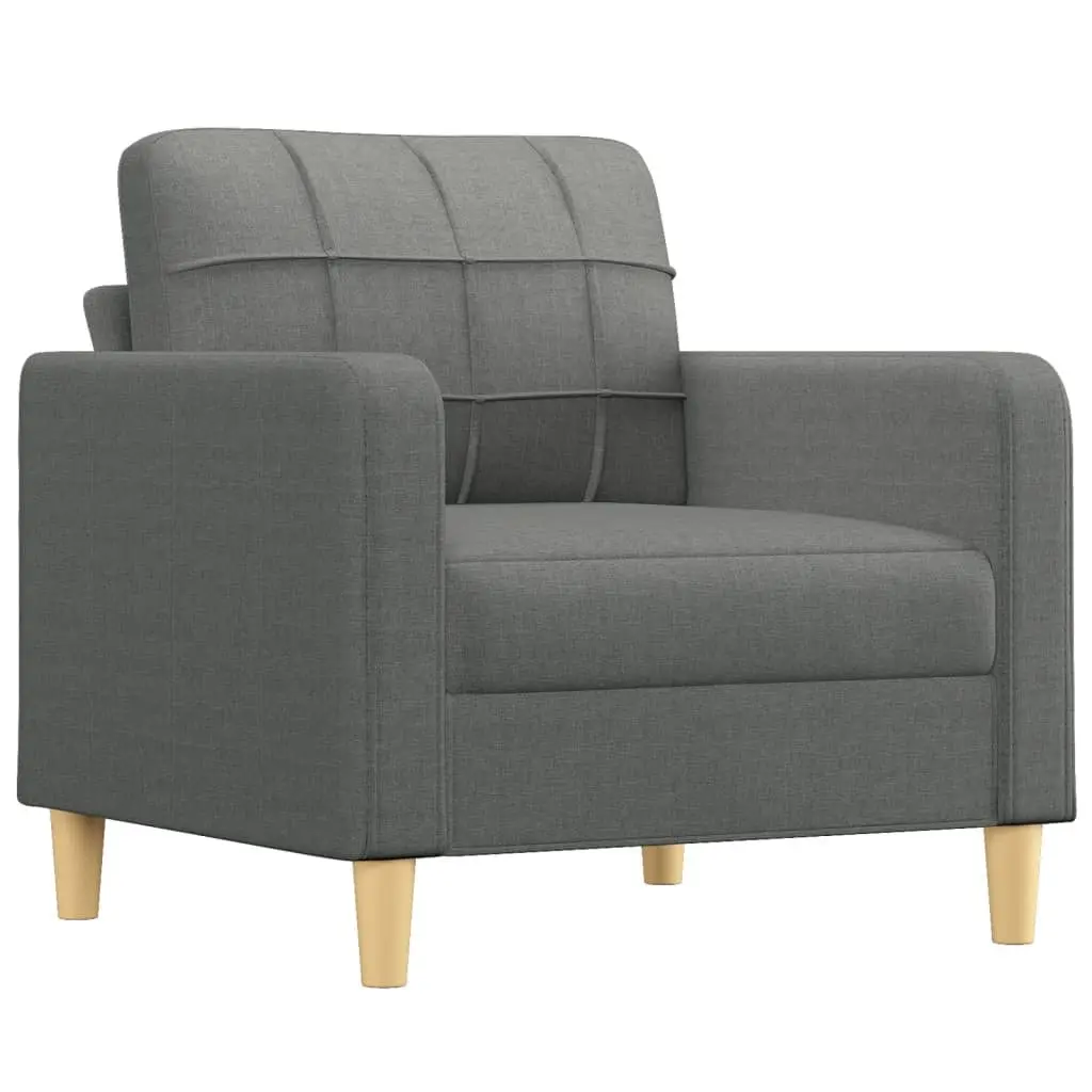 Grey Fabric Chair with Footstool