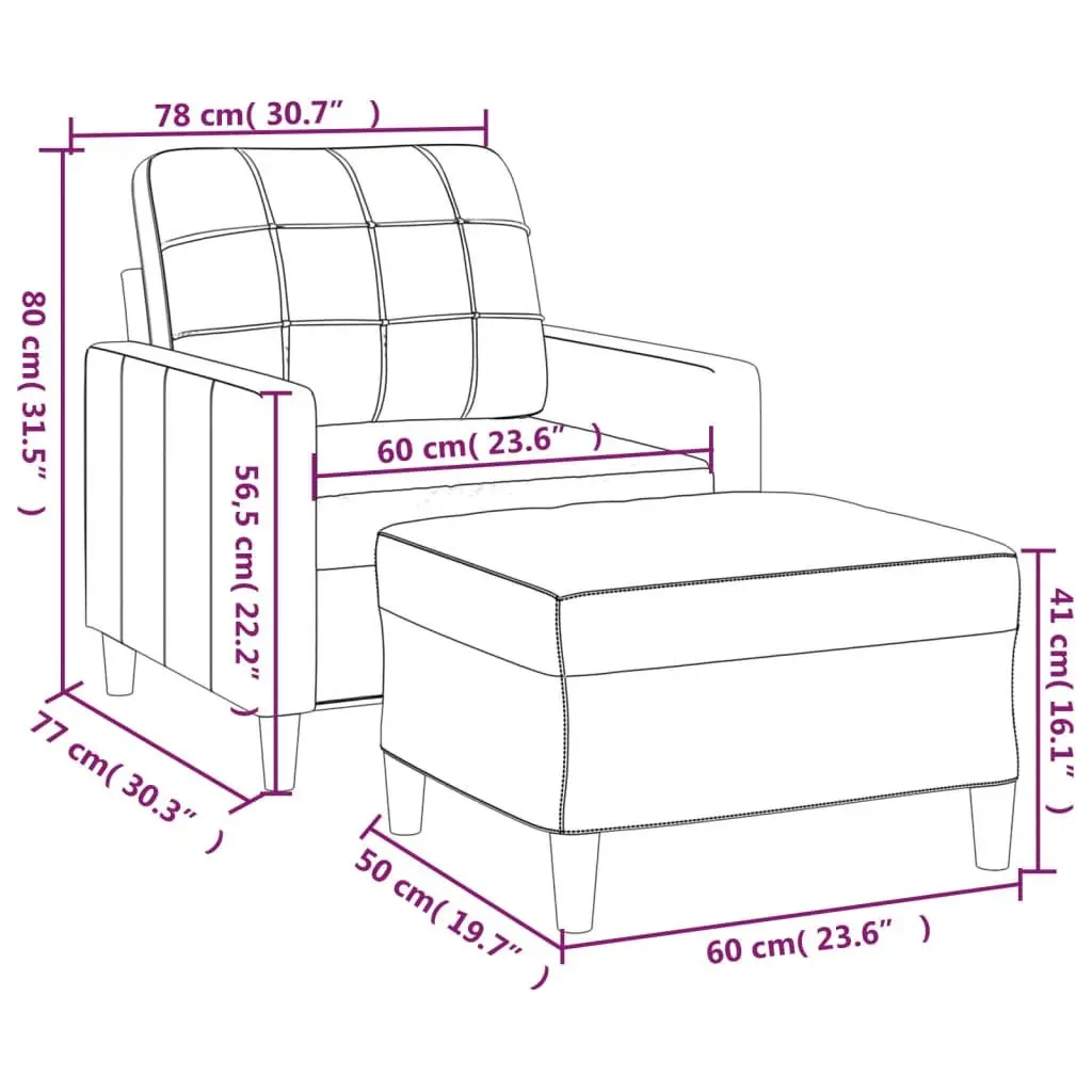 Grey Fabric Chair with Footstool