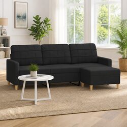 Your New Favorite 3-Seater Sofa with Footstool in Black