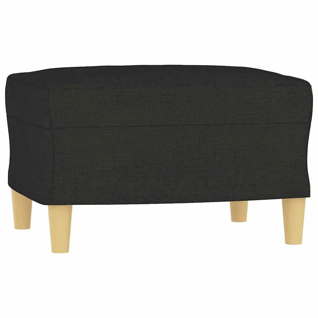 3-Seater Sofa with Footstool Black 180cm Contemporary Living Room Furniture