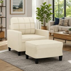 Your New Favorite Cream Sofa Chair with Footstool