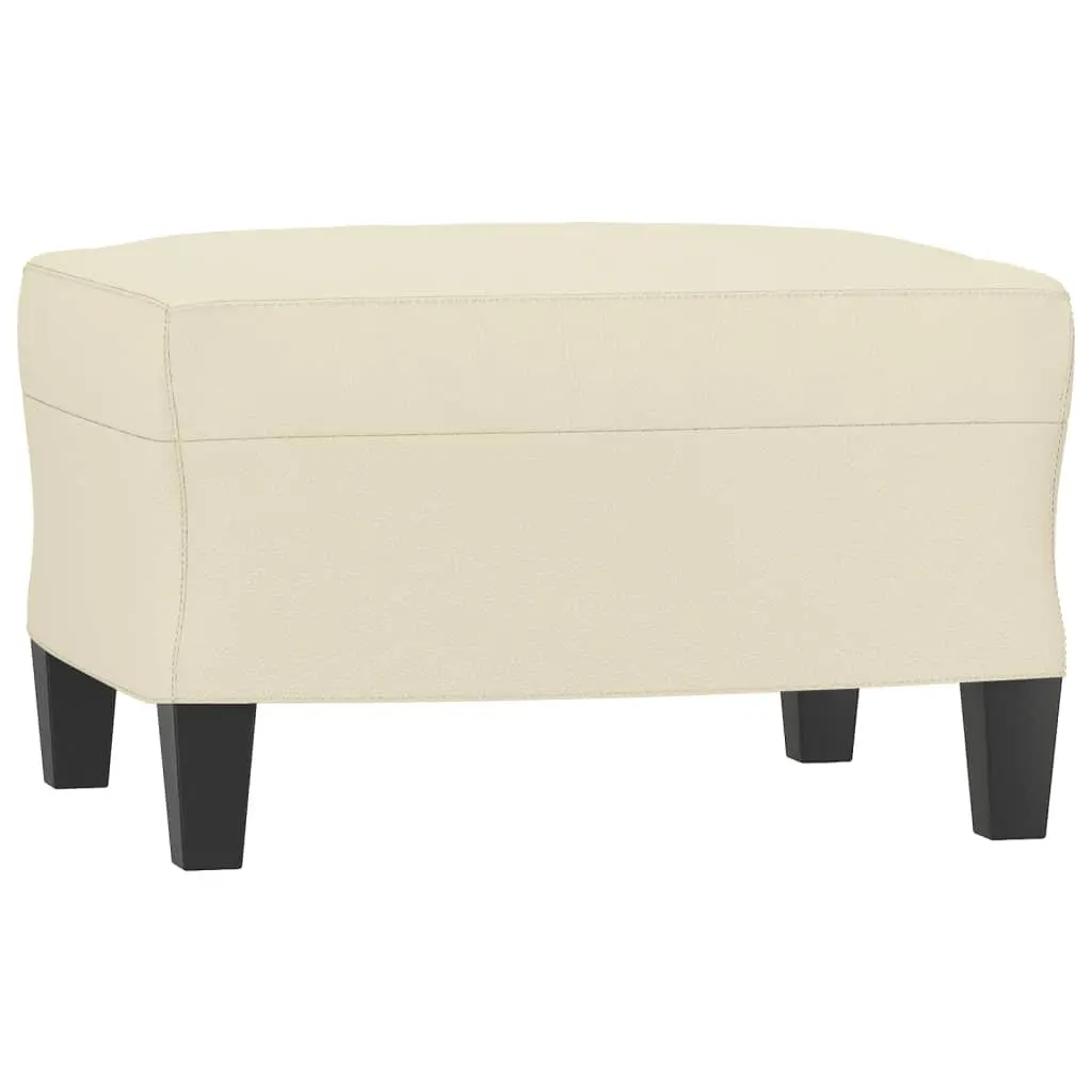 3-Seater Sofa with Footstool Cream Faux Leather 180cm