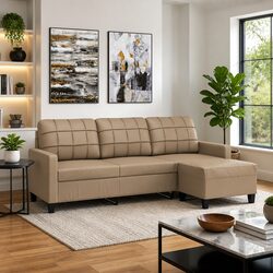 Your Perfect Brown Faux Leather Sofa with Footstool
