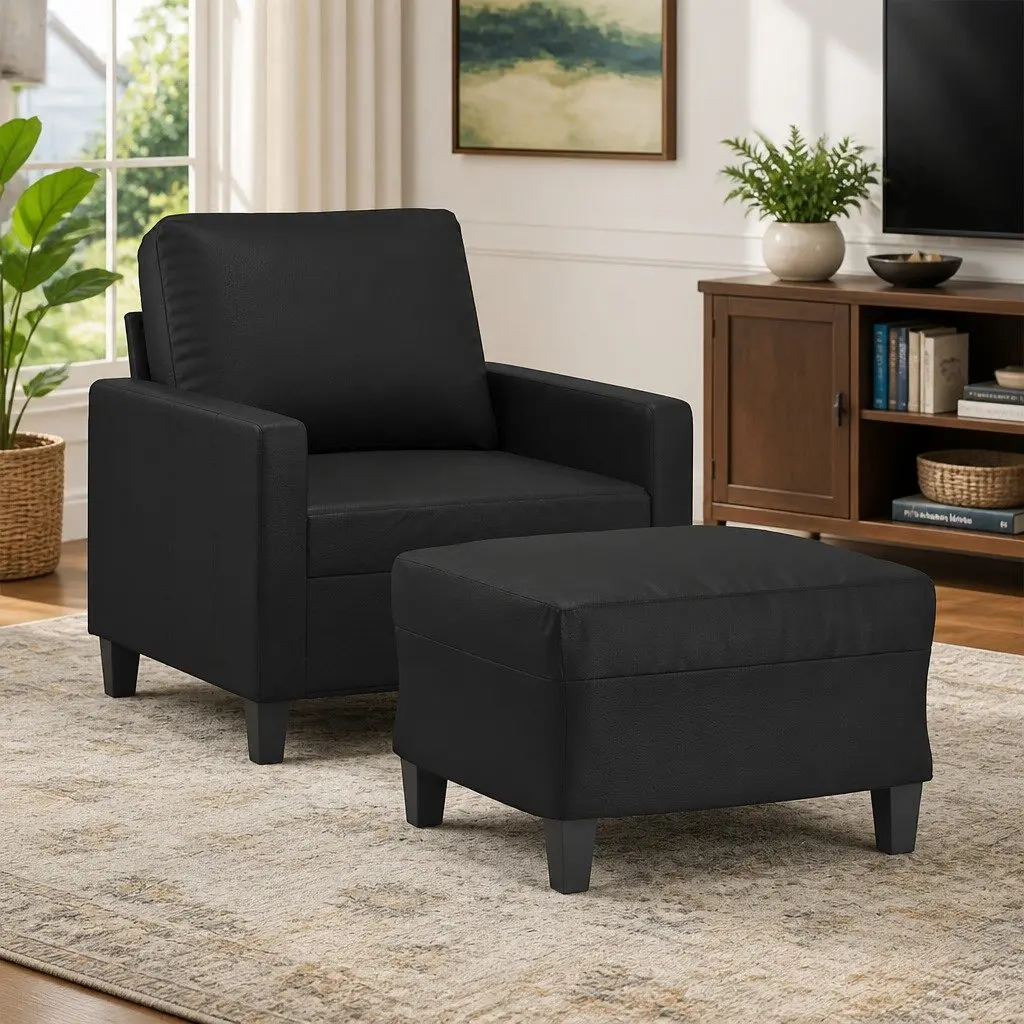 Sofa Chair and Footstool Duo