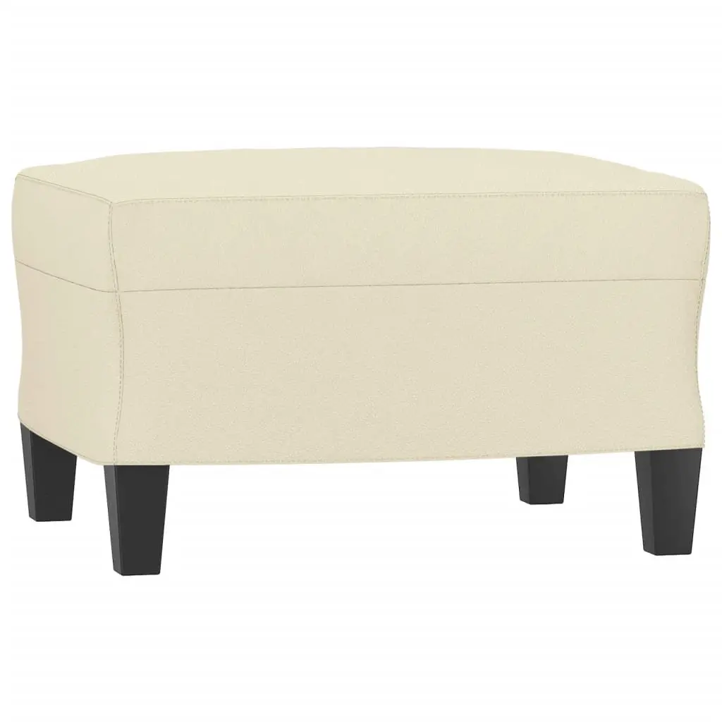 3-Seater Sofa with Footstool Faux Leather Cream 180cm Living Room Lounge Couch