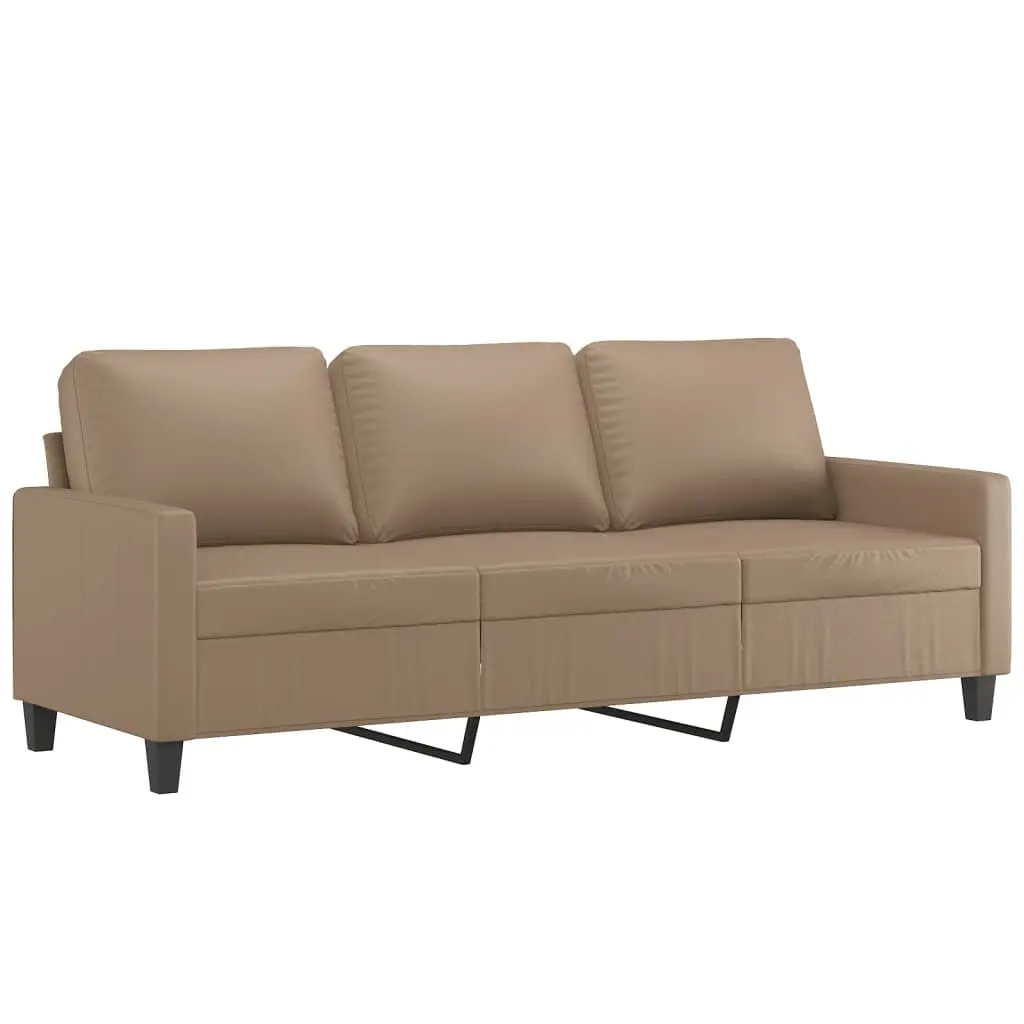 3-Seater Sofa with Footstool Brown Faux Leather 180cm