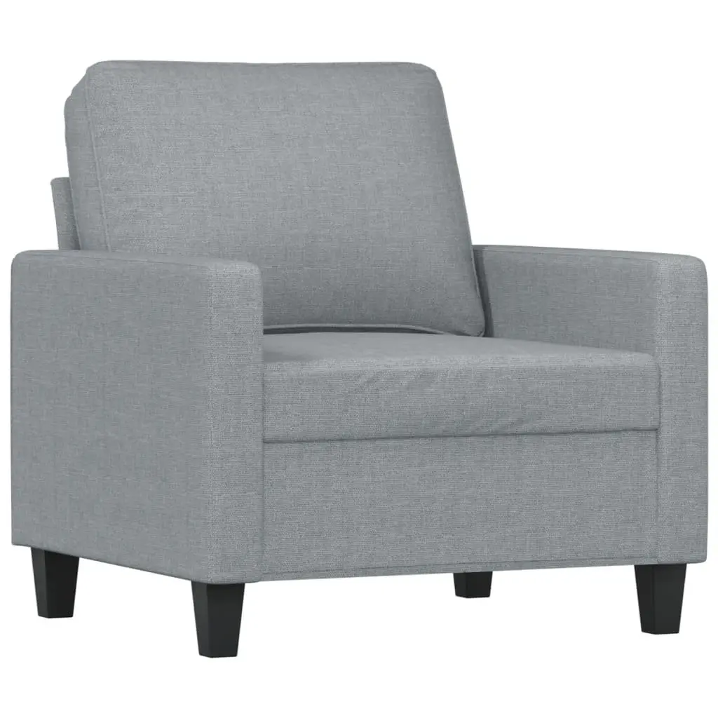 Sofa Armchair Light Grey Fabric with Footstool Compact Size