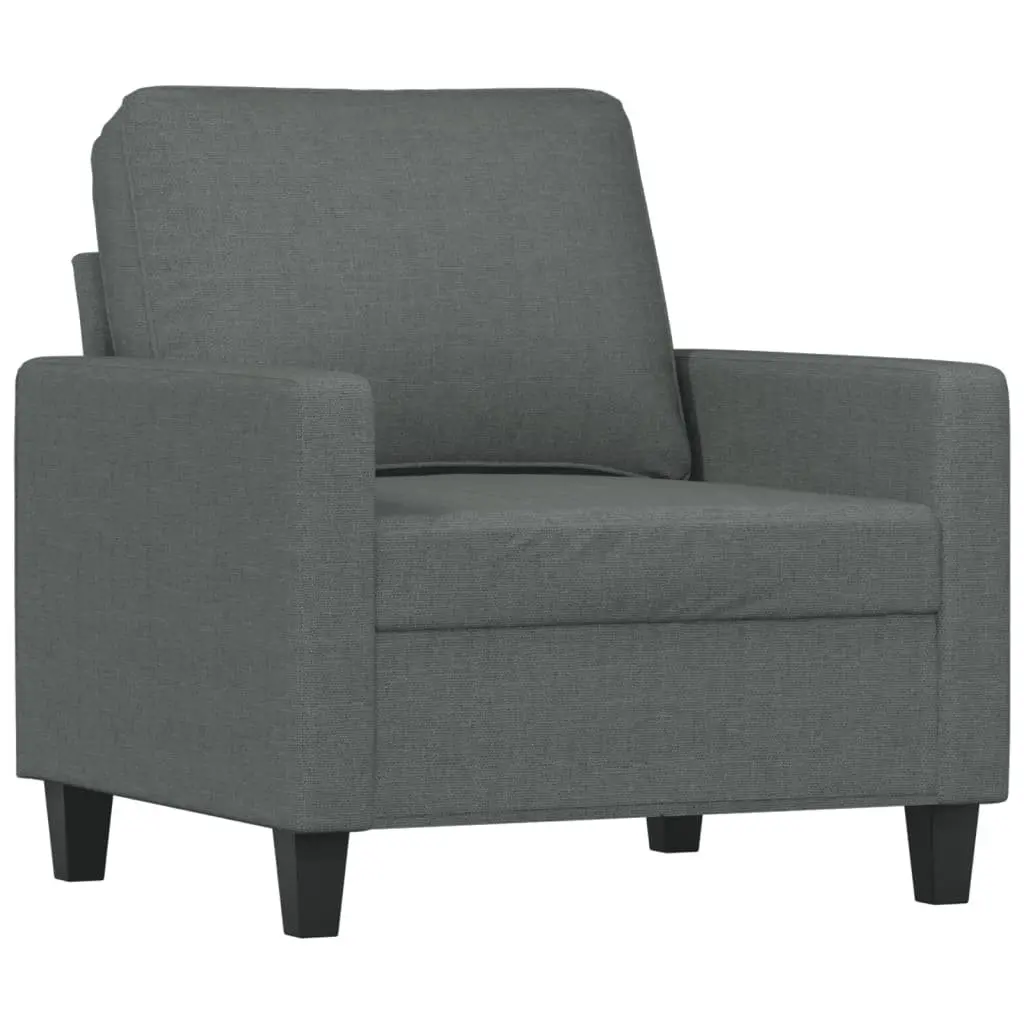 Grey Fabric Sofa Chair with Footstool Compact Size