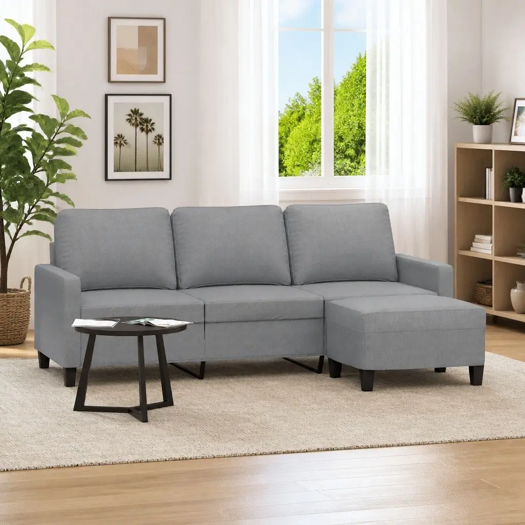 3-Seater Sofa with Footstool