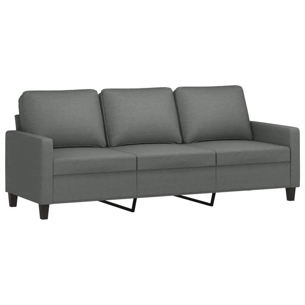 3-Seater Sofa with Footstool Grey 180cm Living Room Lounge Couch Fabric Seat