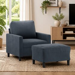 Find Your Perfect Spot with Our Grey Velvet Chair and Footstool