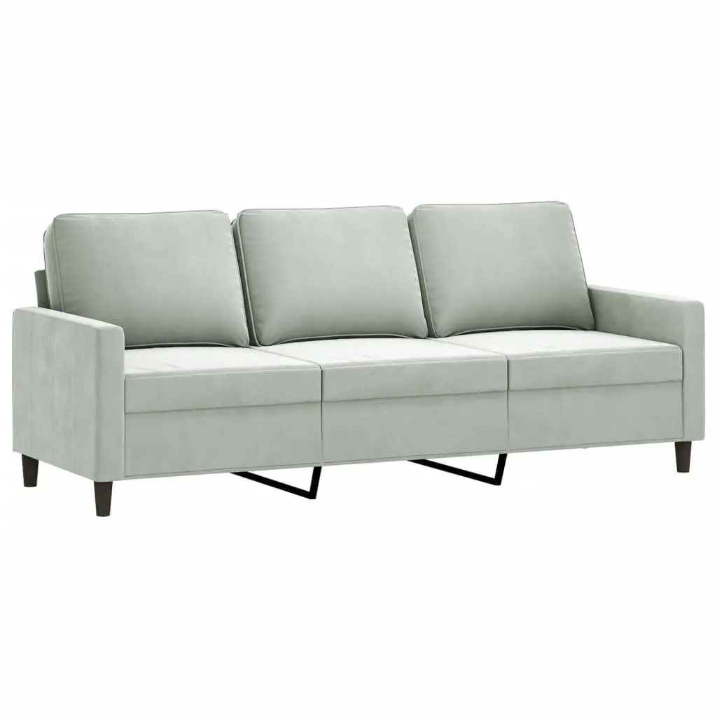Grey 3-Seater Sofa with Footstool