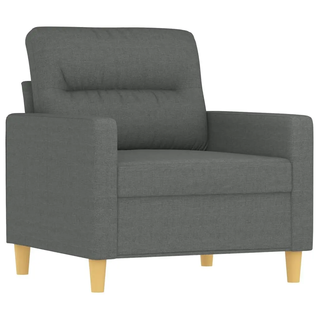 Grey Fabric Sofa Chair Compact with Footstool