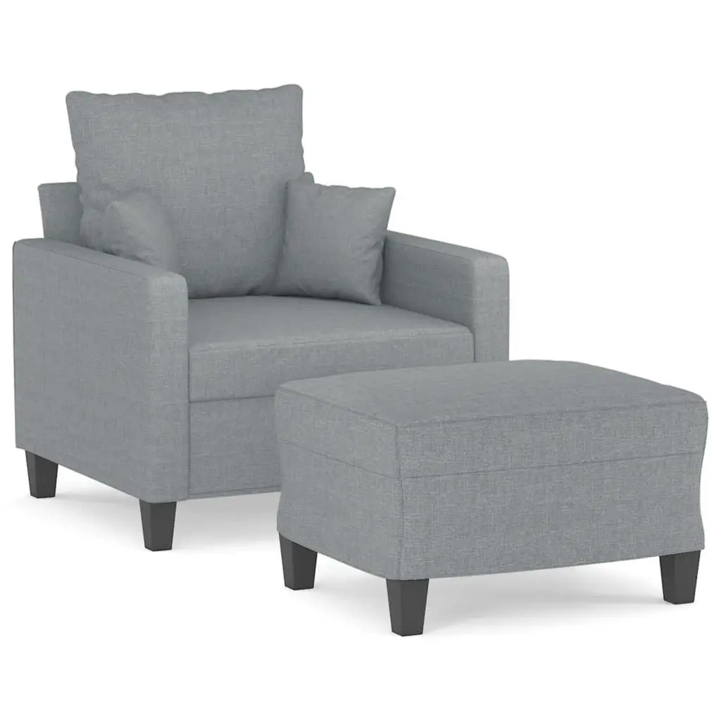 Grey Sofa Chair and Footstool