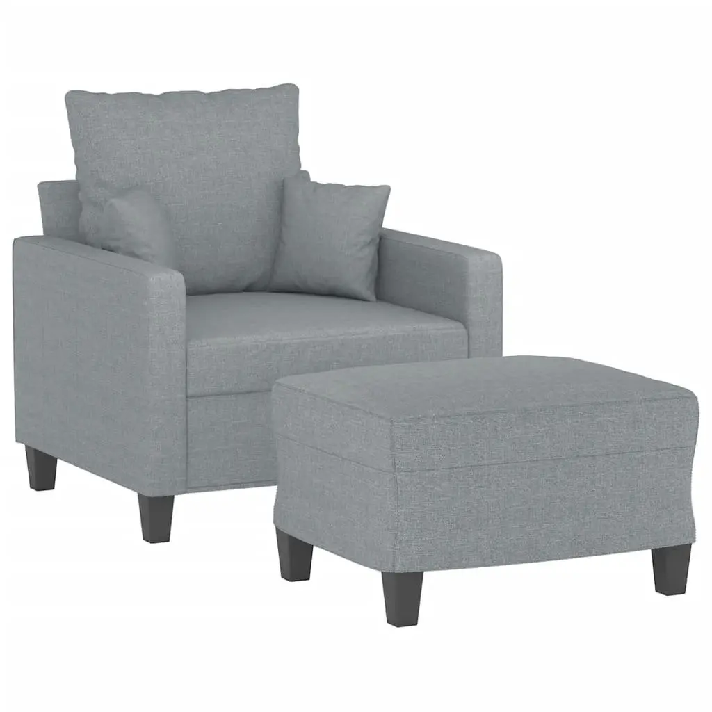 Grey Sofa Chair and Footstool