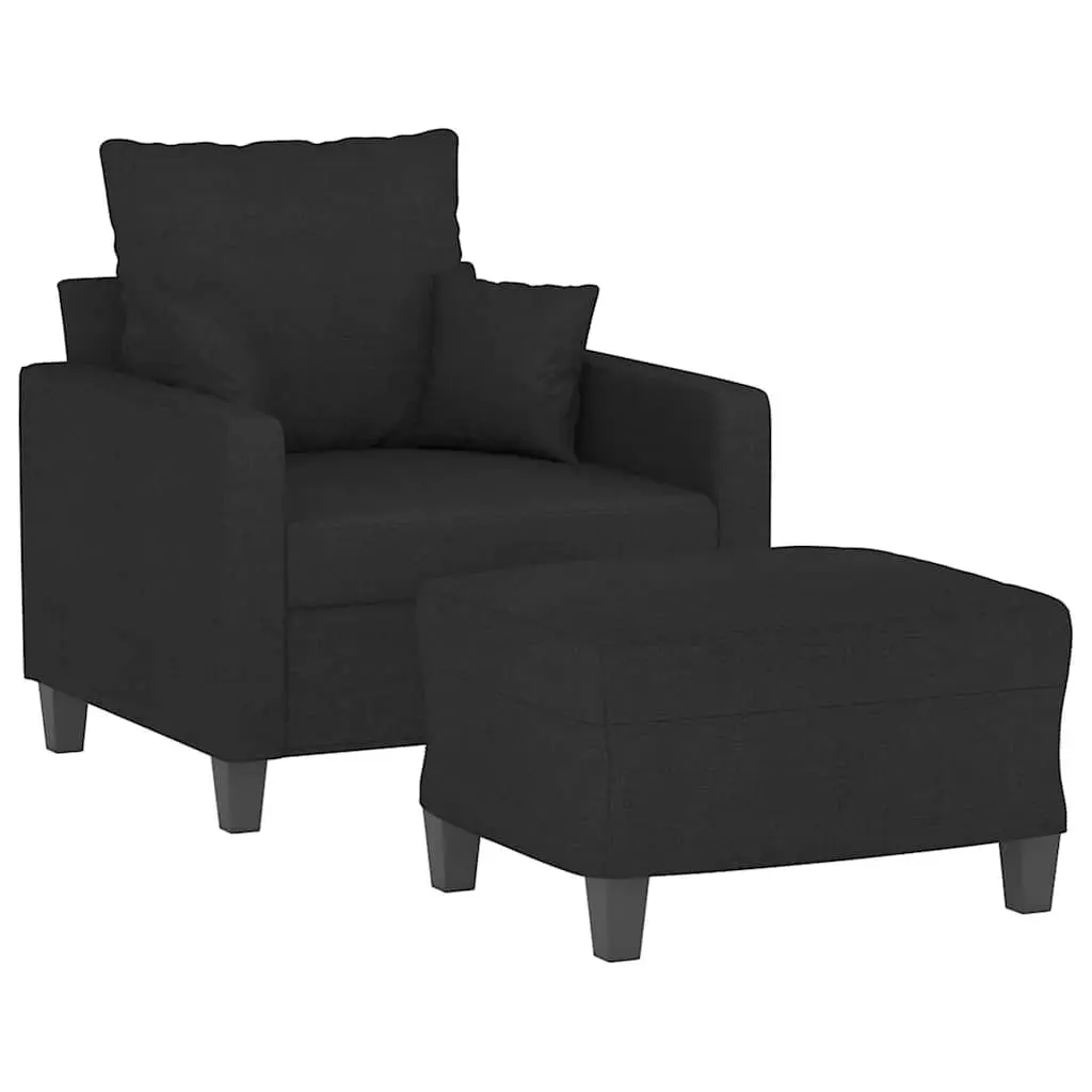 Black Sofa Chair and Footstool