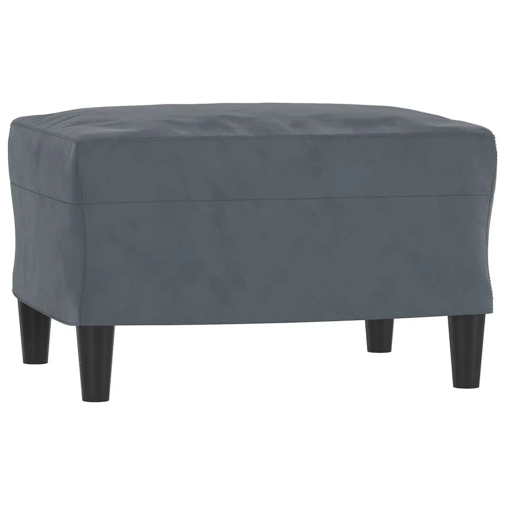 Grey Velvet Sofa Chair with Footstool Compact Armchair Modern Living Room