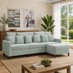 Your Ideal Grey Velvet 3-Seater Sofa with Footstool