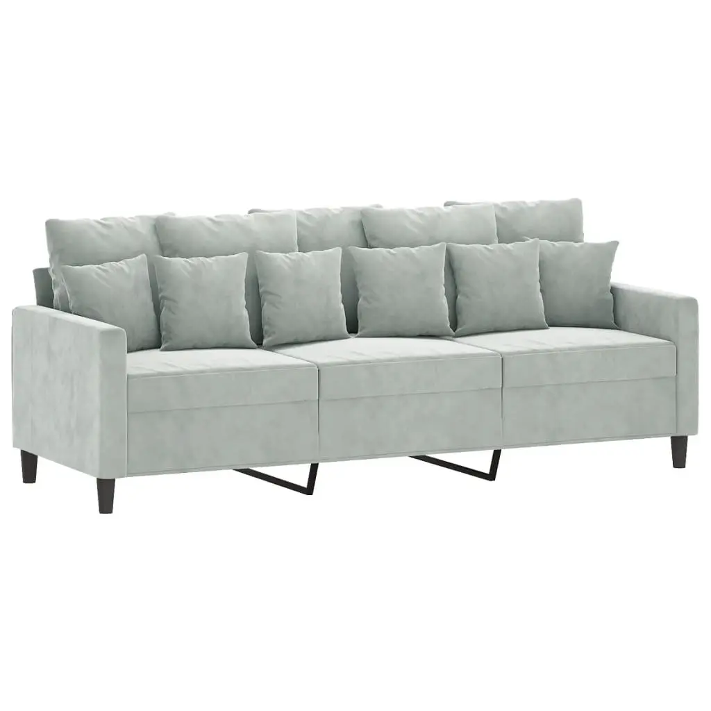 3-Seater Sofa with Footstool Grey Velvet 180cm