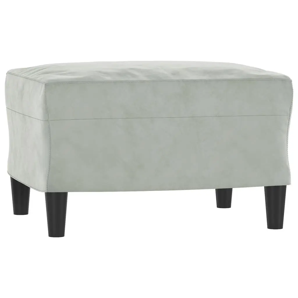 3-Seater Sofa with Footstool Grey Velvet 180cm