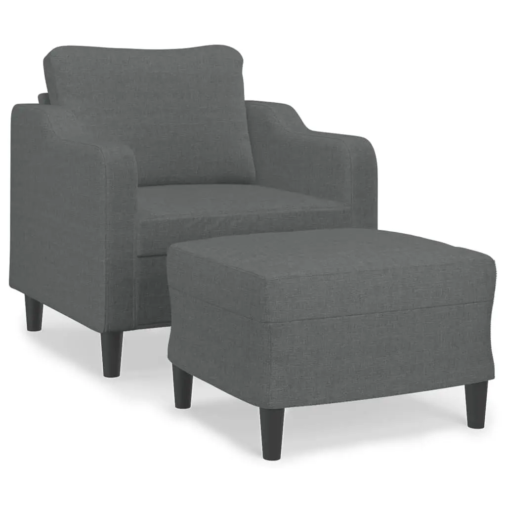 Sofa Chair with Footstool Durable Fabric Dark Grey 60cm