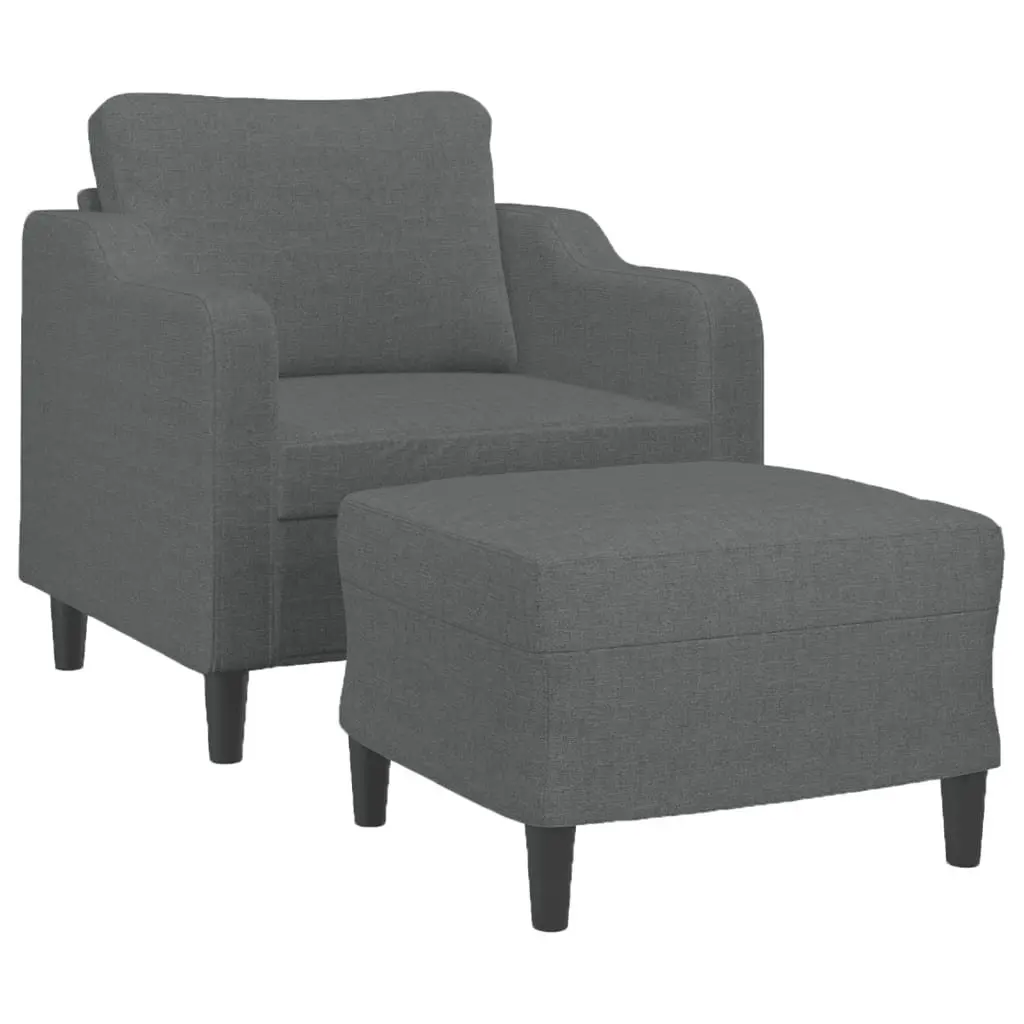 Sofa Chair with Footstool Durable Fabric Dark Grey 60cm