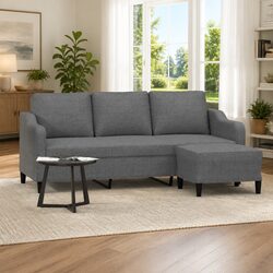 Your Friendly Grey 3-Seater Sofa with Footstool Awaits
