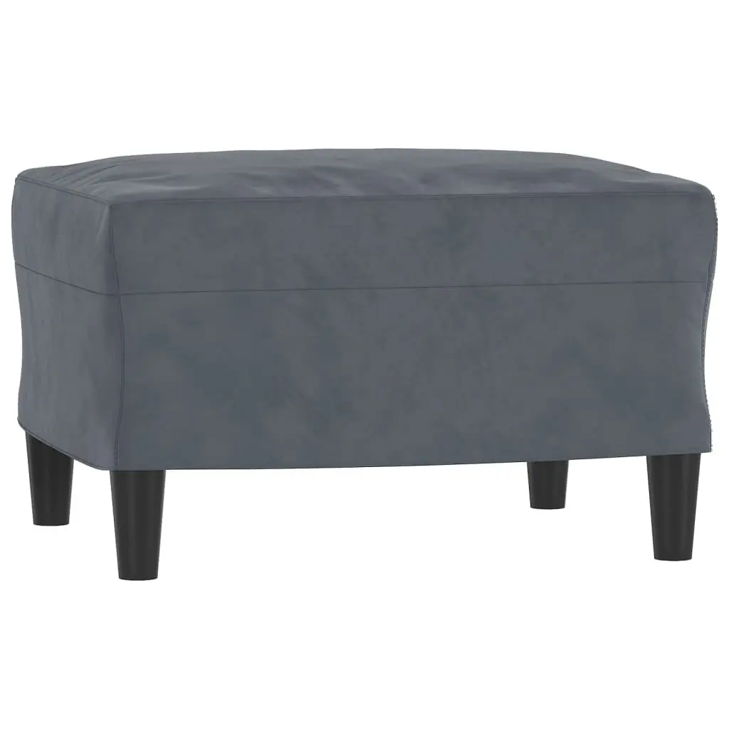 Grey Velvet Sofa Chair and Footstool