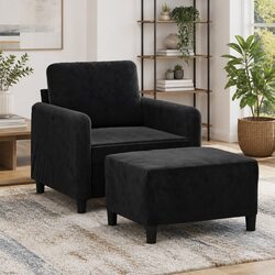 Your New Favorite Black Velvet Chair with Footstool