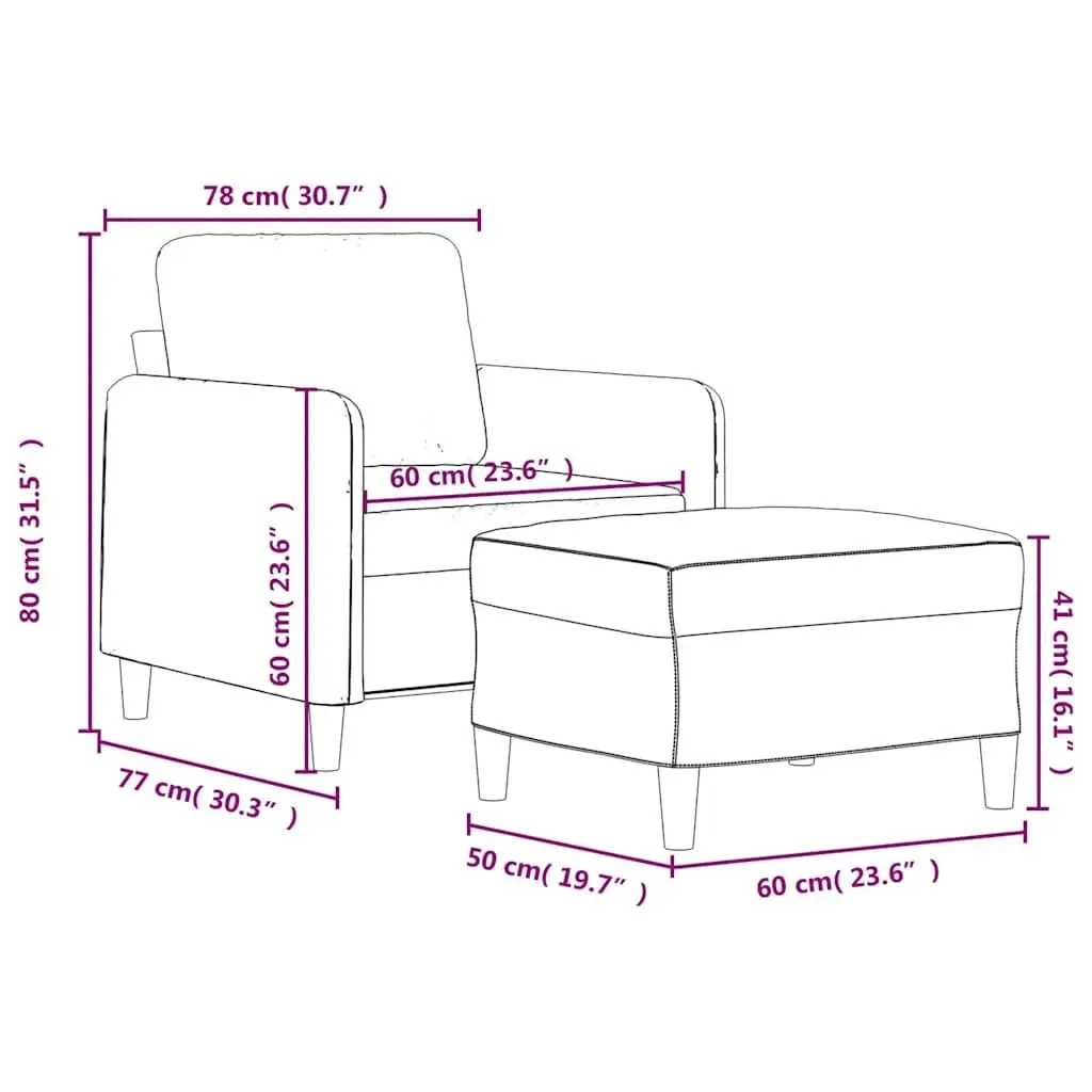 Black Velvet Chair with Footstool