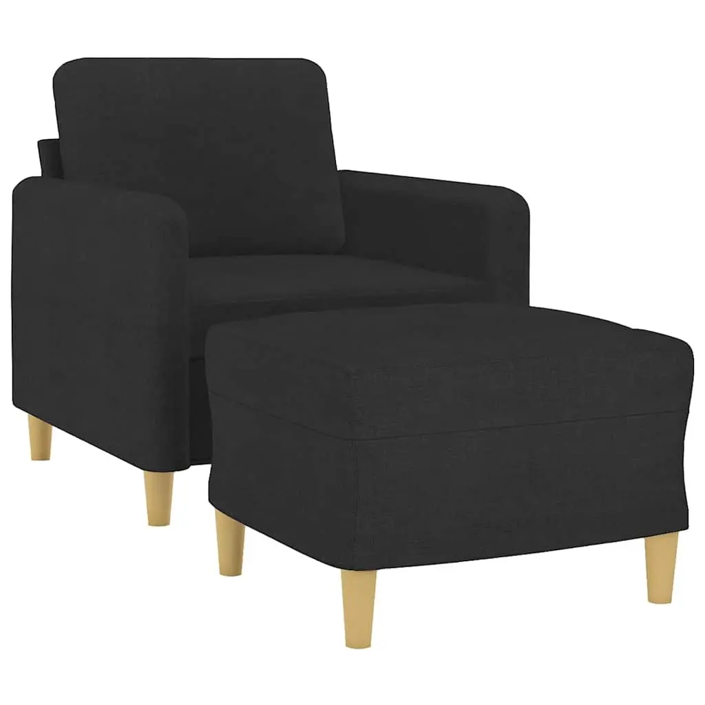 Black Fabric Sofa Chair with Footstool Relaxing Lounge Armchair Seating