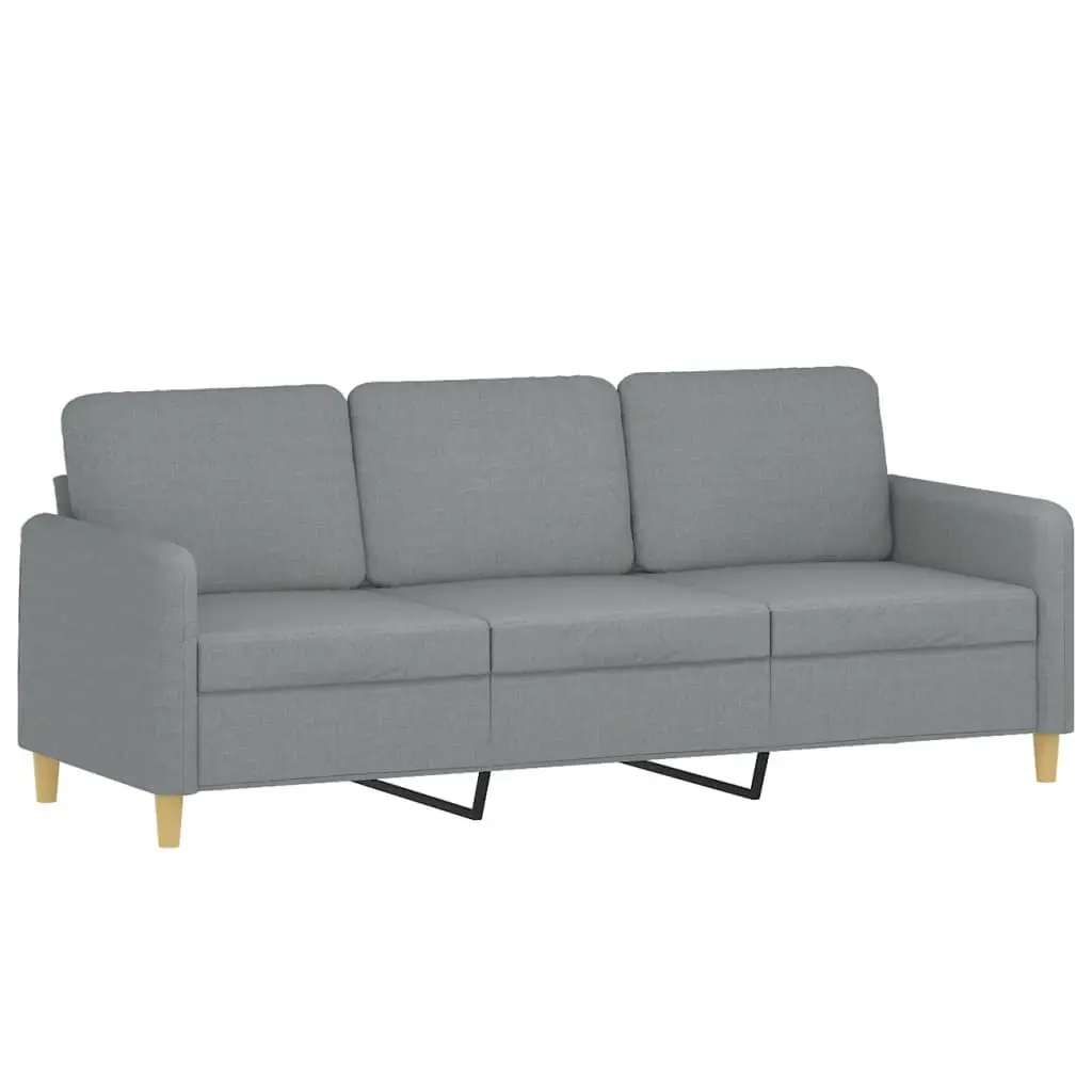 3-Seater Sofa with Footstool Grey 180cm Living Room Lounge Couch Fabric Seat
