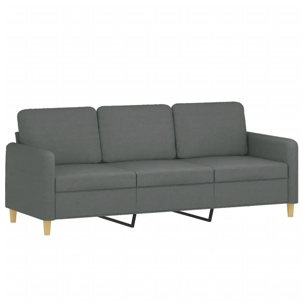 3-Seater Sofa with Footstool Grey 180cm Living Room Fabric Couch Lounger