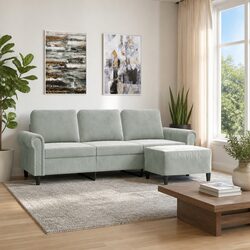 Your New Grey Velvet 3-Seater Sofa with Footstool Awaits