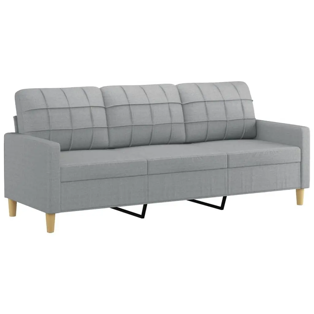 3 Piece Sofa Set Grey Fabric Lounge Suite Comfortable Living Room Furniture