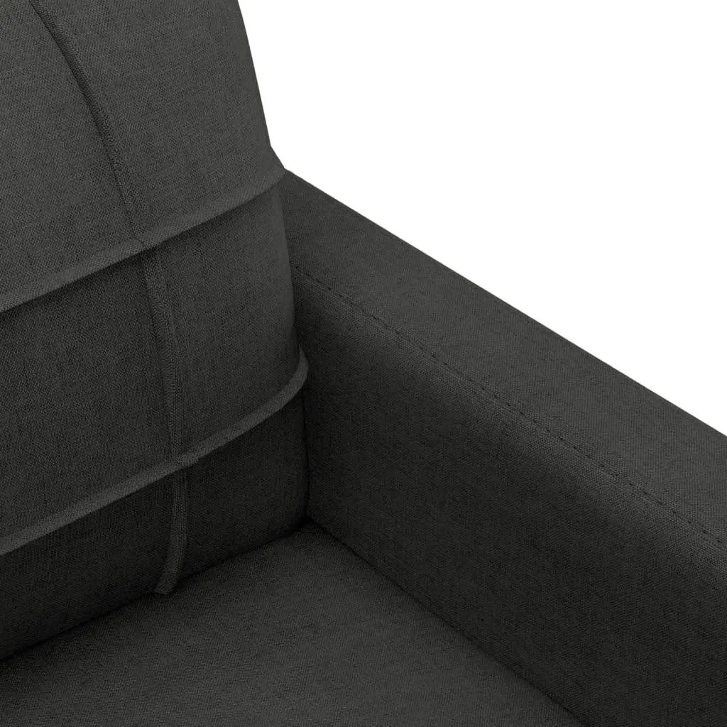 3 Piece Sofa Set Black Fabric Living Room Furniture Lounge Couch with Cushions