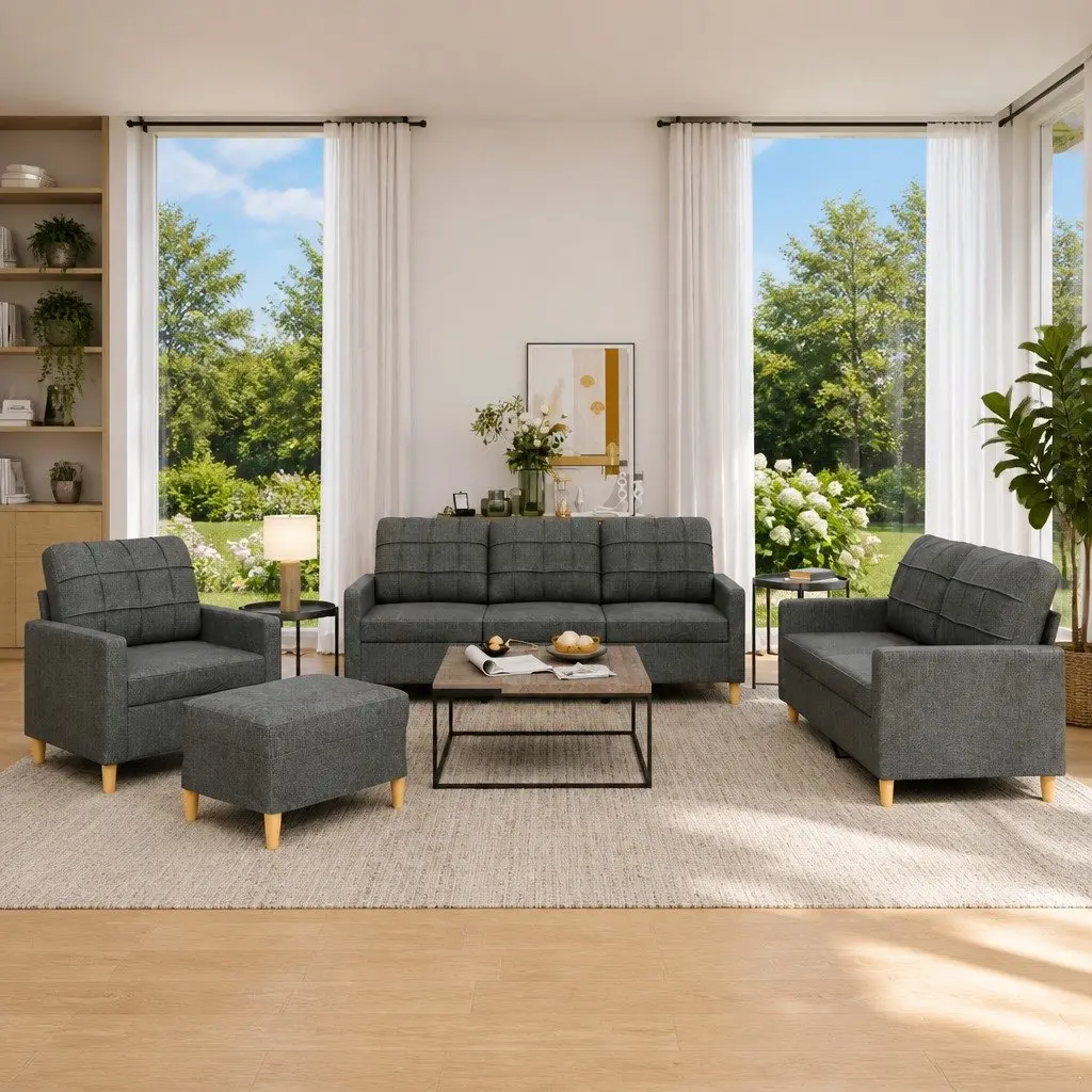 4 Piece Grey Sofa Set