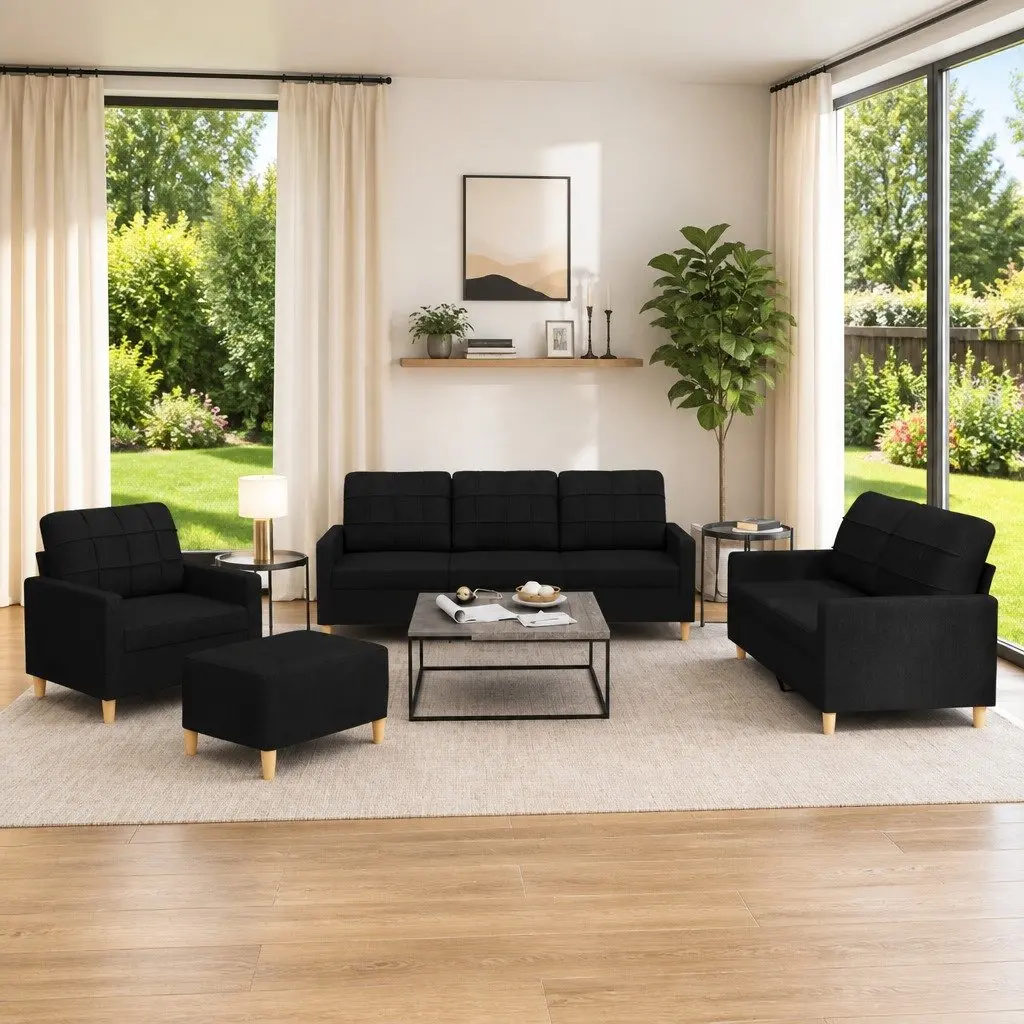 4 Piece Sofa Set with Cushions
